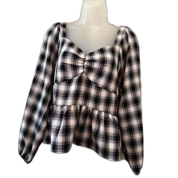 Pleione Cropped Peplum Milkmaid Puffy Long Sleeves size M - Picture 1 of 6